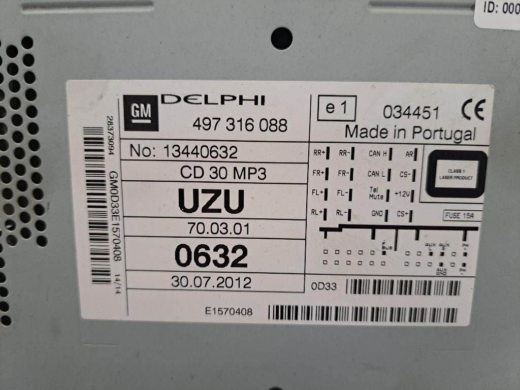 Autoradio OPEL Corsa D 3P 2° Serie