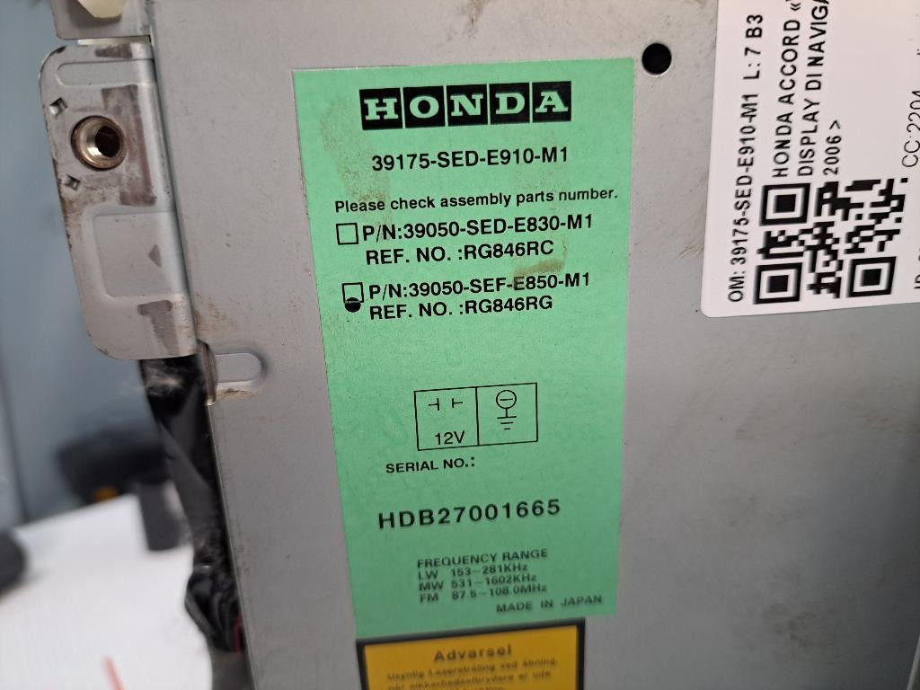 Display HONDA Accord Berlina 7° Serie