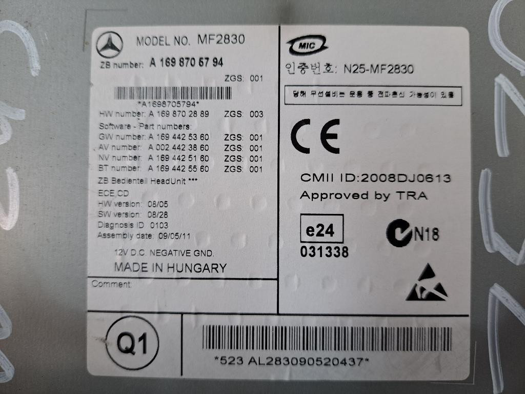 Autoradio MERCEDES Classe B W245 1° Serie