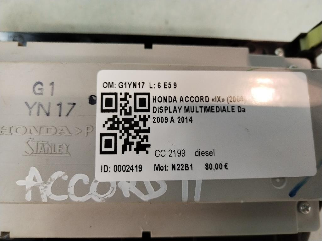 Display HONDA Accord Berlina 8° Serie