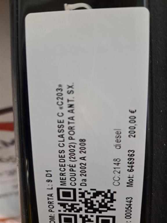 Portiera Anteriore Sinistra MERCEDES Classe C Sport Coupé W203 (00>08)