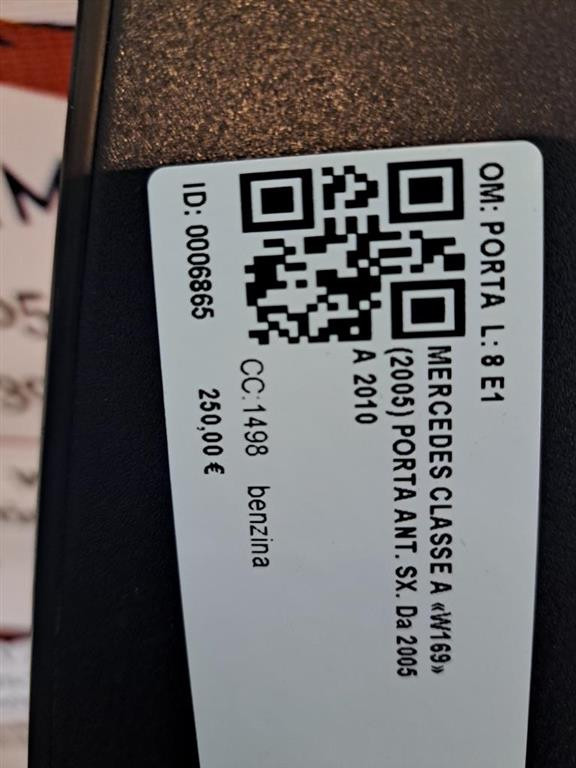 Portiera Anteriore Sinistra MERCEDES Classe A W169 3° Serie
