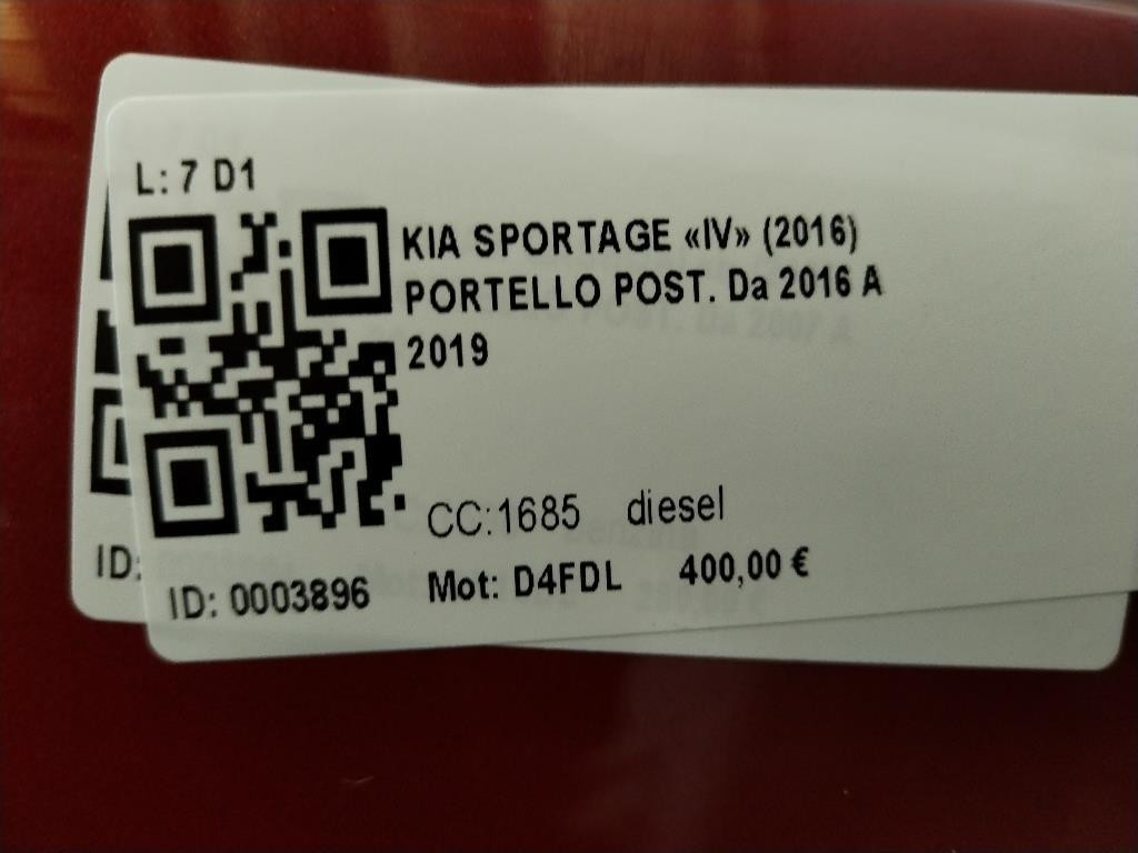 Portellone Posteriore KIA Sportage Serie (16>21)