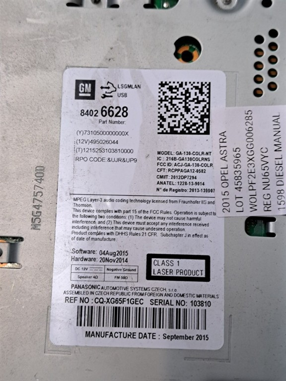 Autoradio OPEL Astra J 2° Serie