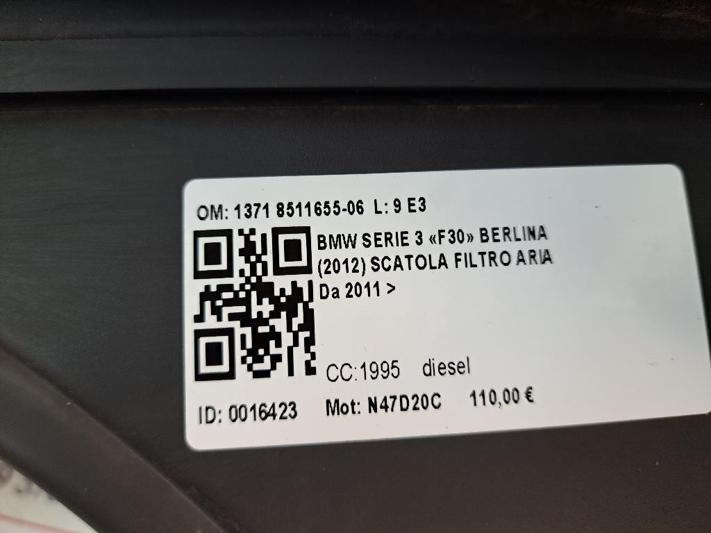 Box scatola filtro aria BMW Serie 3 F30 Berlina